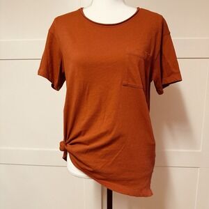 Madewell Tee Top Womens‎ XS Knot Waist Short Sleeve Orange Soft 100% Cotton